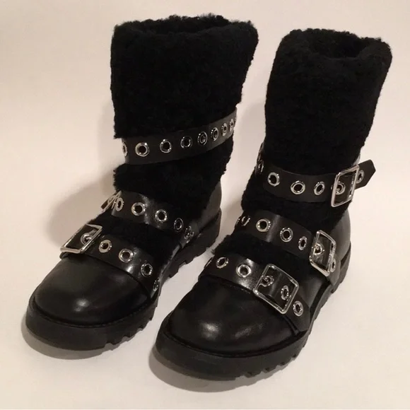 Marc by Marc Jacobs Black Studded Shearling Boots - Women’s 8.5 - Picture 1 of 8
